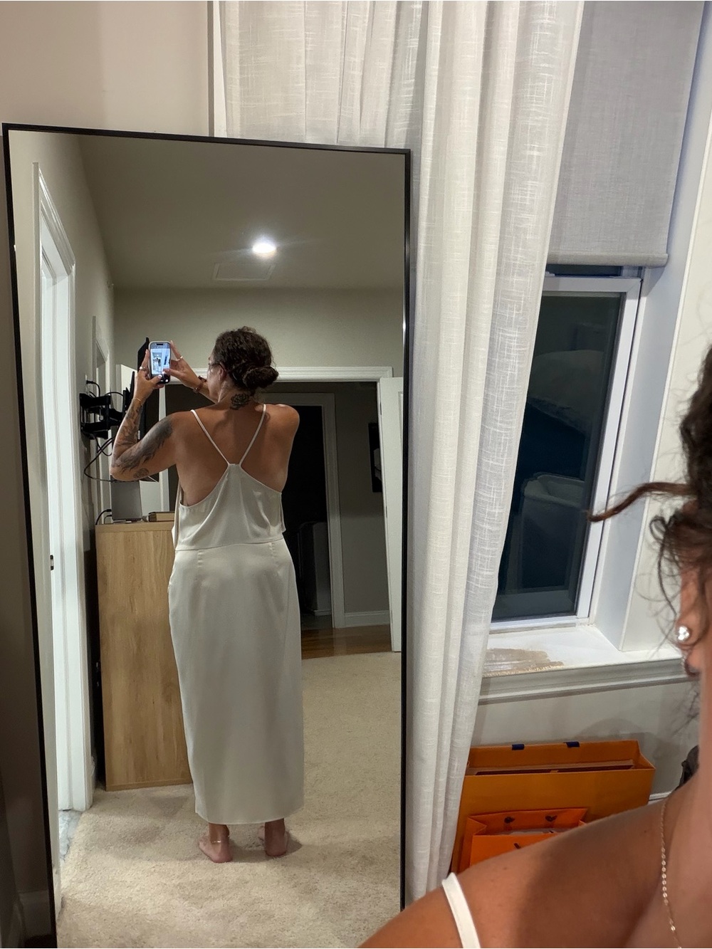 Satin Cowl Neck Slip Dress - Ivory - Picture 2 of 2